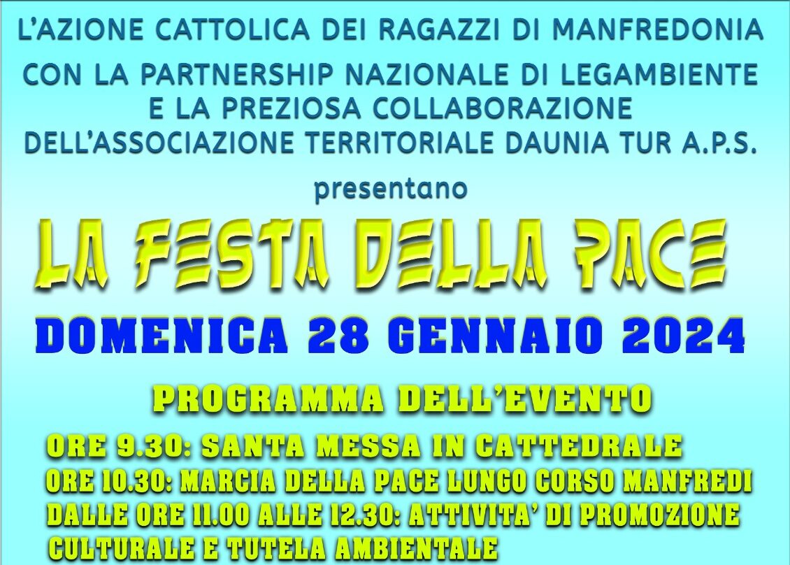 Domenica 28 gennaio l'evento "La Pace in testa"